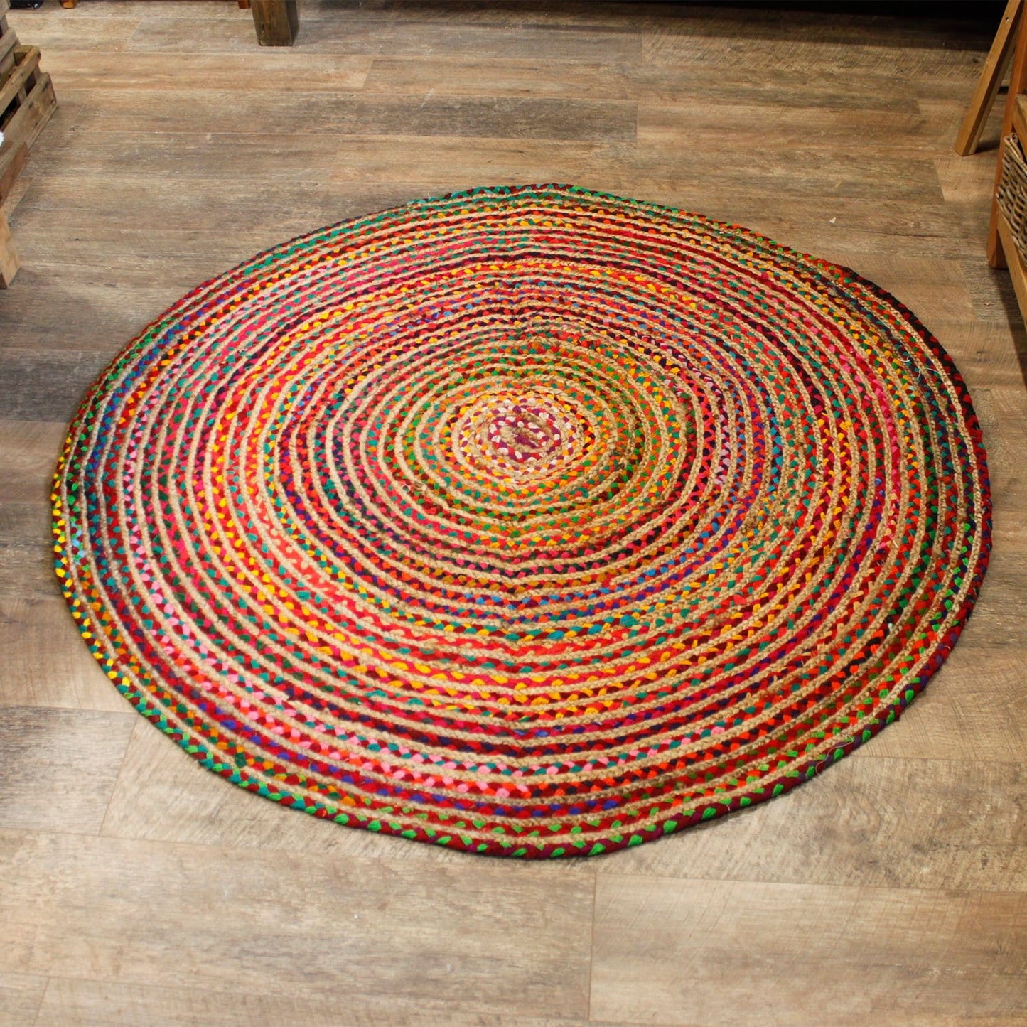Round Jute and Recycle Denim Rugs - 150 cm - ShopGreenToday