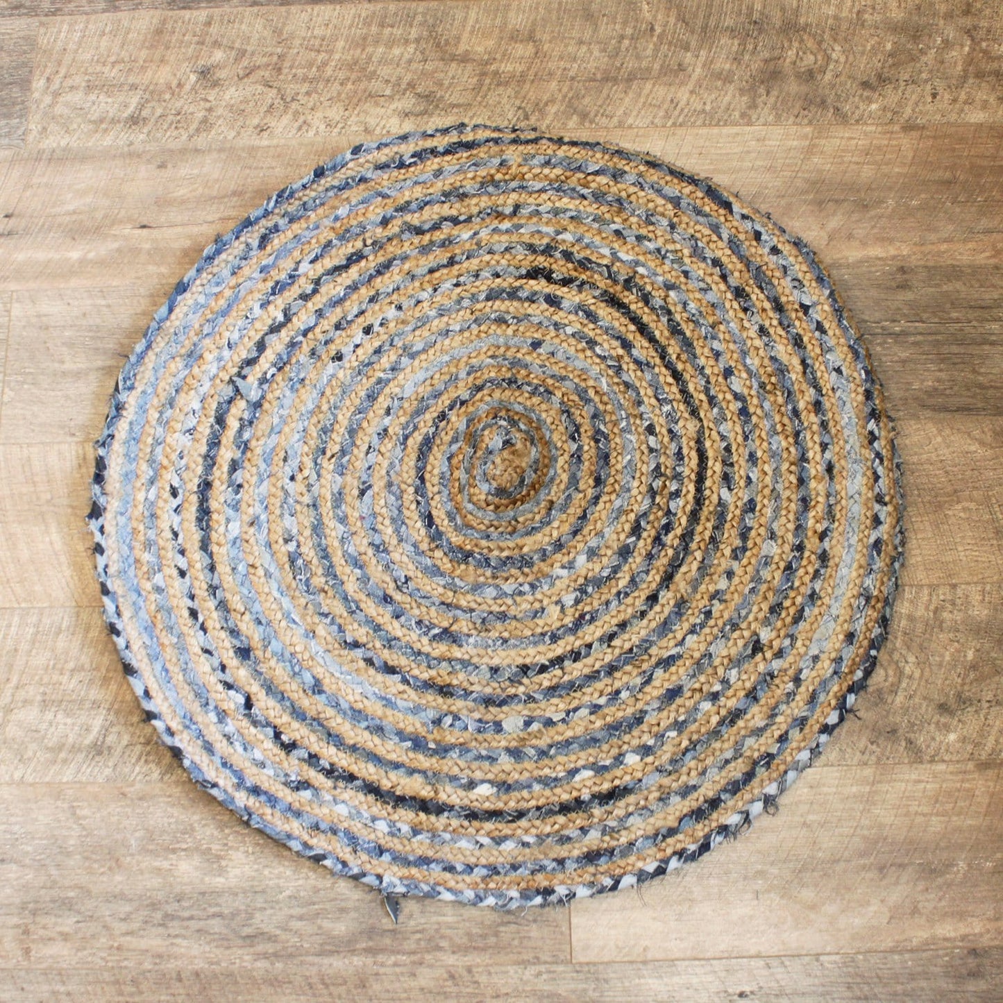 Round Jute and Recycled Cotton Rugs - 90 cm - ShopGreenToday