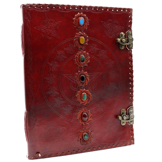 Huge 7 Chakra Leather Book - 10 x 13" - ShopGreenToday