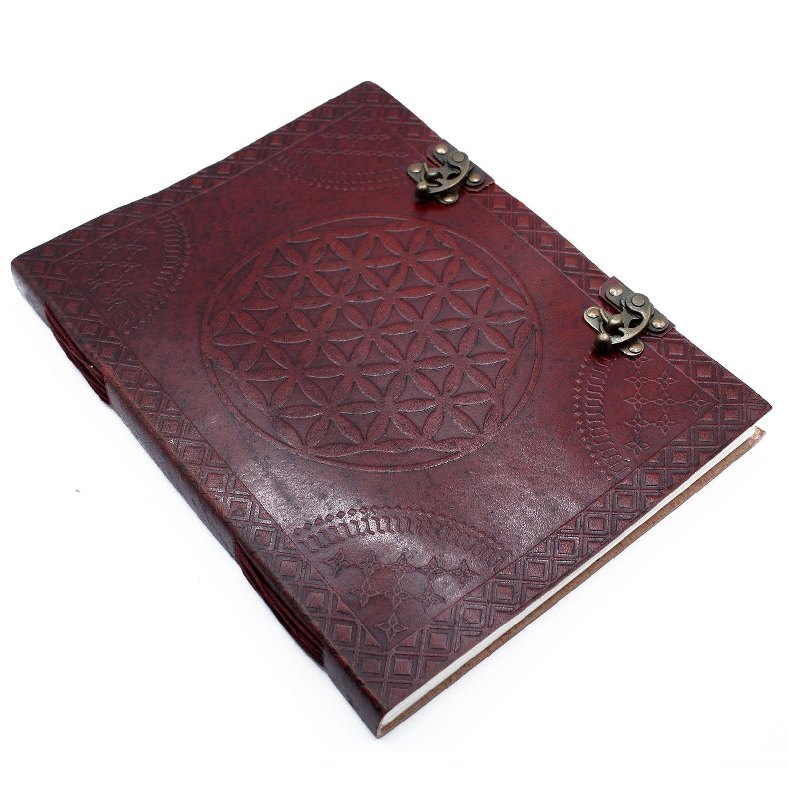 Huge Flower of Life Leather Book 10 x 13" (200 pages) - ShopGreenToday