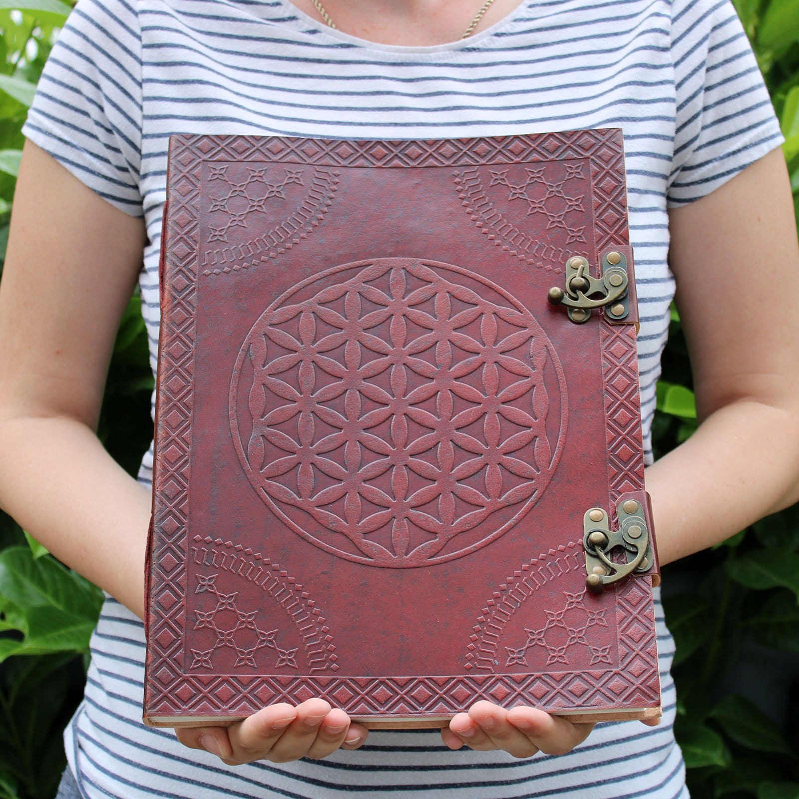Huge Flower of Life Leather Book 10 x 13" (200 pages) - ShopGreenToday
