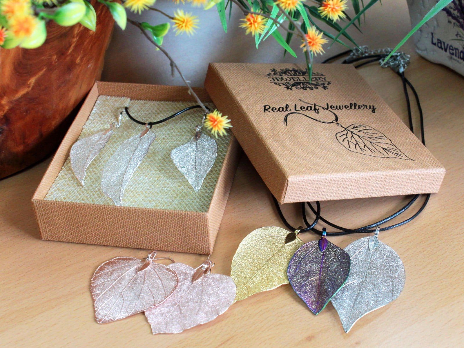 Necklace & Earring Set - Bravery Leaf - Pewter - ShopGreenToday