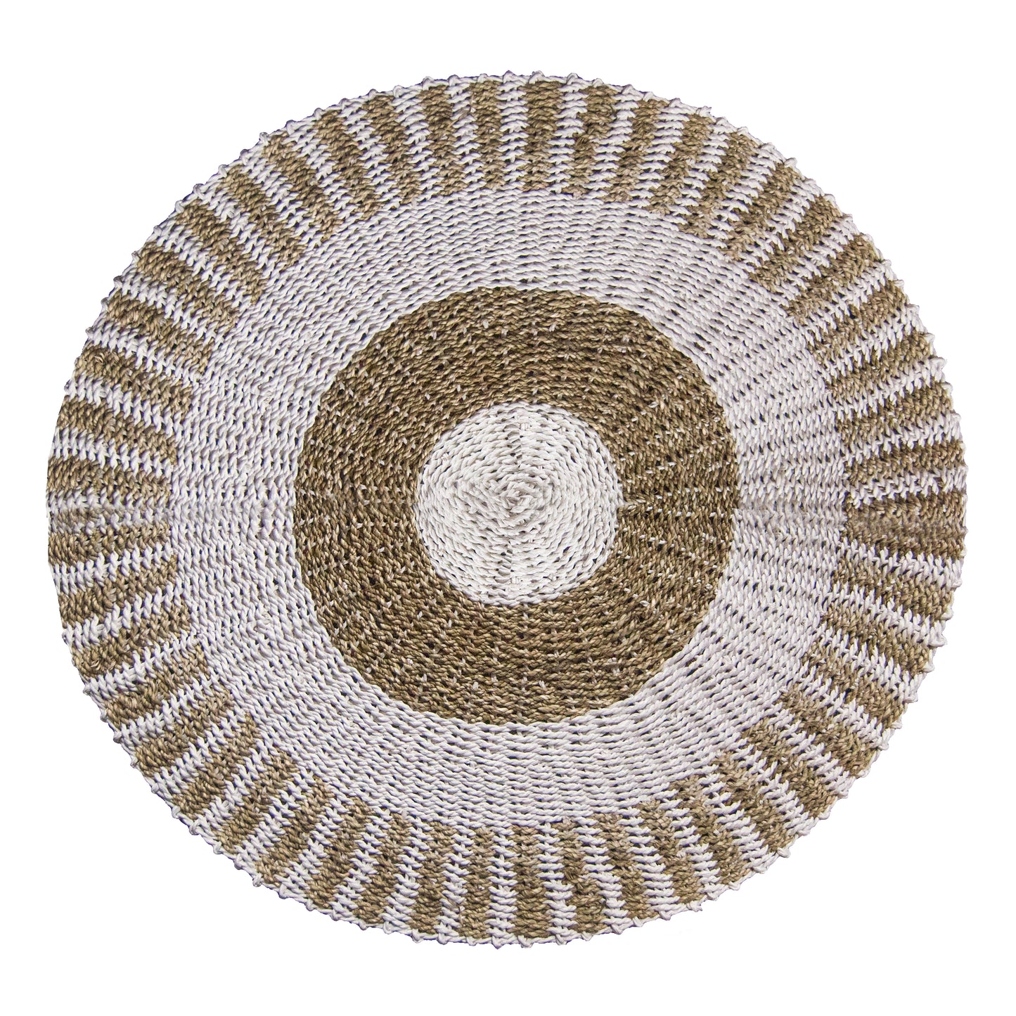 Round Seagrass White & Tan - Sun - 1m