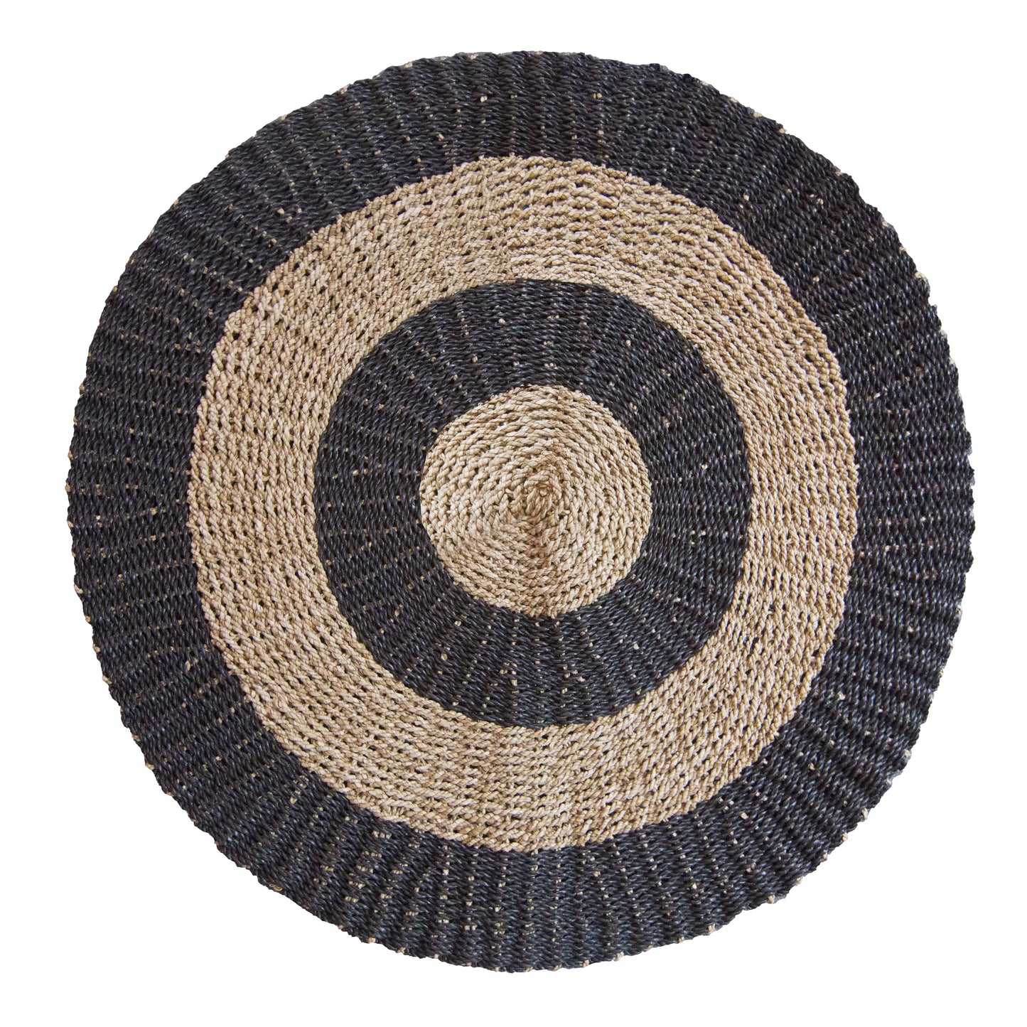 Round Seagrass Black & Tan - Circles - 1m